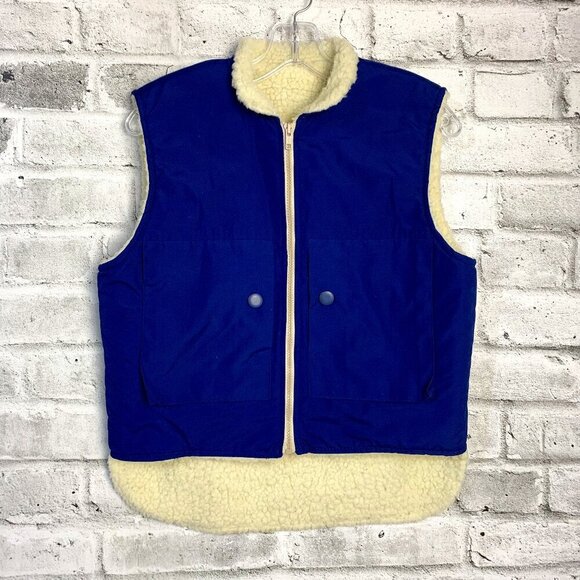 Vintage 80s 90s Sherpa Lined Vest - Picture 1 of 10